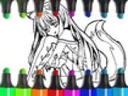 Anime Fox Girl Cute Coloring Pages Online kids Games on taptohit.com