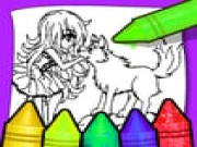 Anime Wolf Girl Coloring Pages Online kids Games on taptohit.com