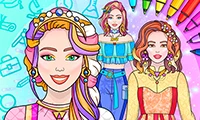 College Girl Coloring Dress Up Online Art Games on taptohit.com