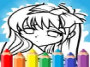 Cute Anime Face Girls Coloring Pages Online kids Games on taptohit.com