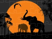 Elephant Silhouette Jigsaw Online Puzzle Games on taptohit.com
