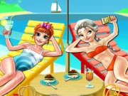 Elsa and Anna Beach Selfie Online Dress-up Games on taptohit.com
