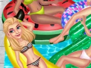 Princess Pool Party Floats Online Dress-up Games on taptohit.com