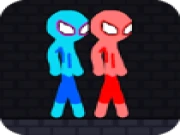 Red and Blue Stickman Rope Online two-player Games on taptohit.com